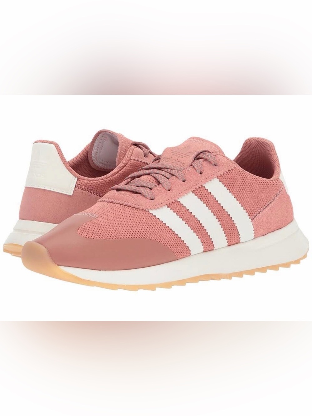 adidas Women's Flashback Running Shoes Raw Pink with White Stripes Retro Look